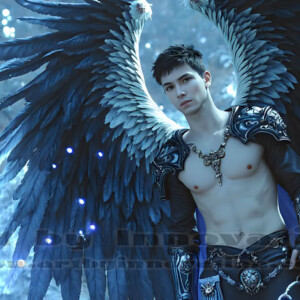 In this gallery, AI-generated dark angels handsome fallen angels with massive black and silver wings in gothic atmospheric settings. UHD digital art collection.
