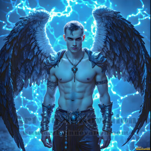 In this gallery, AI-generated dark angels handsome fallen angels with massive black and silver wings in gothic atmospheric settings. UHD digital art collection.
