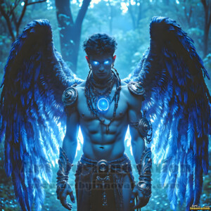 In this gallery, AI-generated dark angels handsome fallen angels with massive black and silver wings in gothic atmospheric settings. UHD digital art collection.