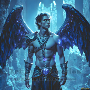In this gallery, AI-generated dark angels handsome fallen angels with massive black and silver wings in gothic atmospheric settings. UHD digital art collection.