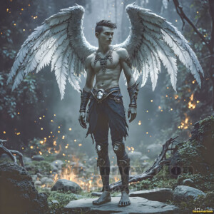In this gallery, AI-generated dark angels handsome fallen angels with massive black and silver wings in gothic atmospheric settings. UHD digital art collection.