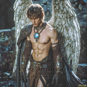 In this gallery, AI-generated dark angels handsome fallen angels with massive black and silver wings in gothic atmospheric settings. UHD digital art collection.