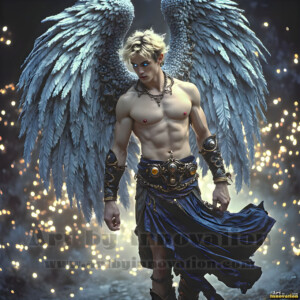 In this gallery, AI-generated dark angels handsome fallen angels with massive black and silver wings in gothic atmospheric settings. UHD digital art collection.