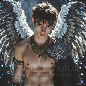 In this gallery, AI-generated dark angels handsome fallen angels with massive black and silver wings in gothic atmospheric settings. UHD digital art collection.