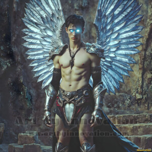 In this gallery, AI-generated dark angels handsome fallen angels with massive black and silver wings in gothic atmospheric settings. UHD digital art collection.