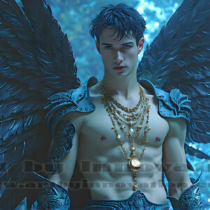 In this gallery, AI-generated dark angels handsome fallen angels with massive black and silver wings in gothic atmospheric settings. UHD digital art collection.