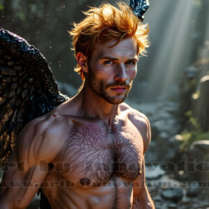 In this gallery, AI-generated dark angels handsome fallen angels with massive black and silver wings in gothic atmospheric settings. UHD digital art collection.