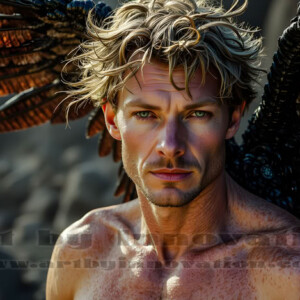 In this gallery, AI-generated dark angels handsome fallen angels with massive black and silver wings in gothic atmospheric settings. UHD digital art collection.