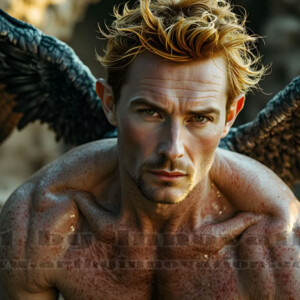 In this gallery, AI-generated dark angels handsome fallen angels with massive black and silver wings in gothic atmospheric settings. UHD digital art collection.