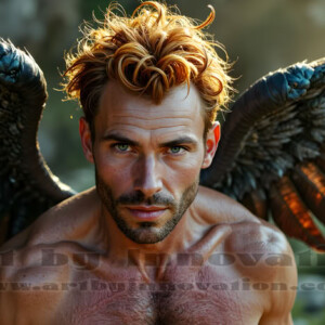 In this gallery, AI-generated dark angels handsome fallen angels with massive black and silver wings in gothic atmospheric settings. UHD digital art collection.
