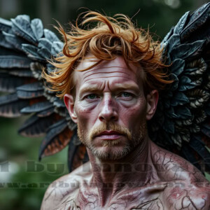 In this gallery, AI-generated dark angels handsome fallen angels with massive black and silver wings in gothic atmospheric settings. UHD digital art collection.