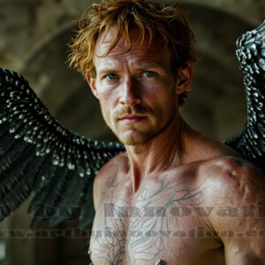 In this gallery, AI-generated dark angels handsome fallen angels with massive black and silver wings in gothic atmospheric settings. UHD digital art collection.