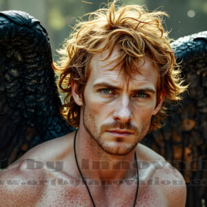 In this gallery, AI-generated dark angels handsome fallen angels with massive black and silver wings in gothic atmospheric settings. UHD digital art collection.