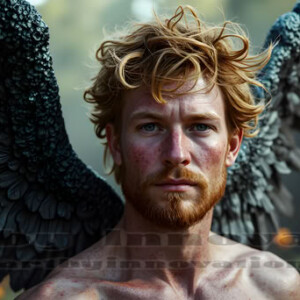 In this gallery, AI-generated dark angels handsome fallen angels with massive black and silver wings in gothic atmospheric settings. UHD digital art collection.