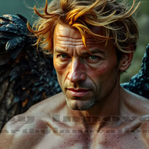 In this gallery, AI-generated dark angels handsome fallen angels with massive black and silver wings in gothic atmospheric settings. UHD digital art collection.