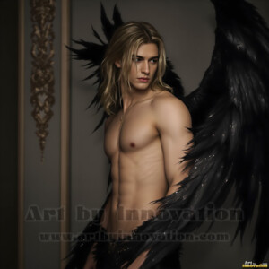 In this gallery, AI-generated dark angels handsome fallen angels with massive black and silver wings in gothic atmospheric settings. UHD digital art collection.