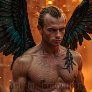 In this gallery, AI-generated dark angels handsome fallen angels with massive black and silver wings in gothic atmospheric settings. UHD digital art collection.
