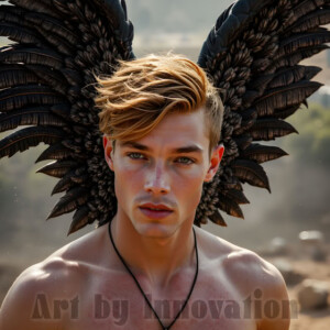 In this gallery, AI-generated dark angels handsome fallen angels with massive black and silver wings in gothic atmospheric settings. UHD digital art collection.