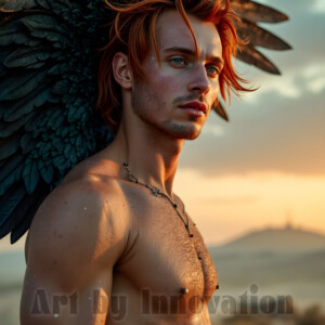 In this gallery, AI-generated dark angels handsome fallen angels with massive black and silver wings in gothic atmospheric settings. UHD digital art collection.