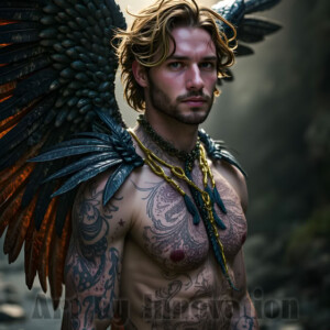 In this gallery, AI-generated dark angels handsome fallen angels with massive black and silver wings in gothic atmospheric settings. UHD digital art collection.