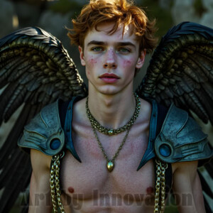 In this gallery, AI-generated dark angels handsome fallen angels with massive black and silver wings in gothic atmospheric settings. UHD digital art collection.