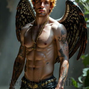 In this gallery, AI-generated dark angels handsome fallen angels with massive black and silver wings in gothic atmospheric settings. UHD digital art collection.
