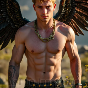In this gallery, AI-generated dark angels handsome fallen angels with massive black and silver wings in gothic atmospheric settings. UHD digital art collection.
