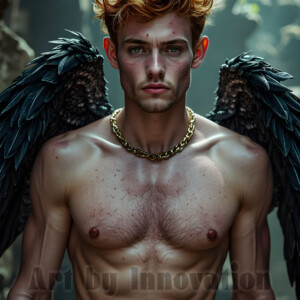In this gallery, AI-generated dark angels handsome fallen angels with massive black and silver wings in gothic atmospheric settings. UHD digital art collection.