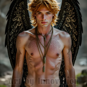 In this gallery, AI-generated dark angels handsome fallen angels with massive black and silver wings in gothic atmospheric settings. UHD digital art collection.