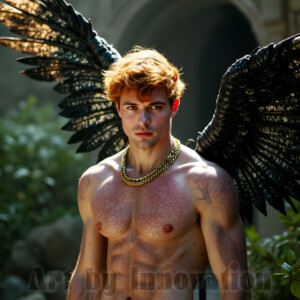 In this gallery, AI-generated dark angels handsome fallen angels with massive black and silver wings in gothic atmospheric settings. UHD digital art collection.
