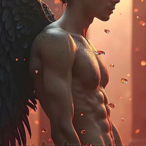 In this gallery, AI-generated dark angels handsome fallen angels with massive black and silver wings in gothic atmospheric settings. UHD digital art collection.