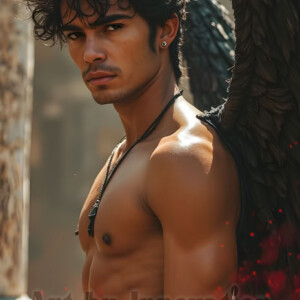 In this gallery, AI-generated dark angels handsome fallen angels with massive black and silver wings in gothic atmospheric settings. UHD digital art collection.