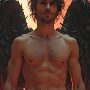 In this gallery, AI-generated dark angels handsome fallen angels with massive black and silver wings in gothic atmospheric settings. UHD digital art collection.