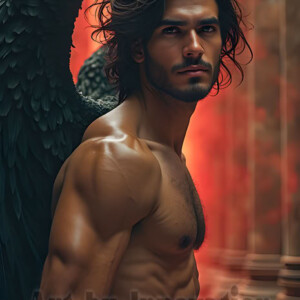 In this gallery, AI-generated dark angels handsome fallen angels with massive black and silver wings in gothic atmospheric settings. UHD digital art collection.