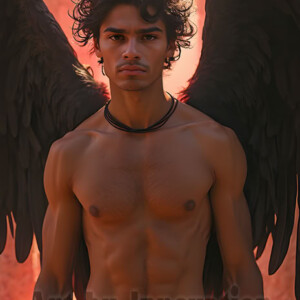 In this gallery, AI-generated dark angels handsome fallen angels with massive black and silver wings in gothic atmospheric settings. UHD digital art collection.
