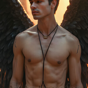 In this gallery, AI-generated dark angels handsome fallen angels with massive black and silver wings in gothic atmospheric settings. UHD digital art collection.