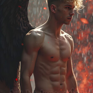 In this gallery, AI-generated dark angels handsome fallen angels with massive black and silver wings in gothic atmospheric settings. UHD digital art collection.