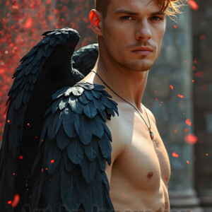In this gallery, AI-generated dark angels handsome fallen angels with massive black and silver wings in gothic atmospheric settings. UHD digital art collection.