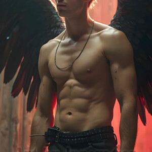 In this gallery, AI-generated dark angels handsome fallen angels with massive black and silver wings in gothic atmospheric settings. UHD digital art collection.