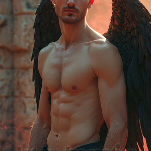 In this gallery, AI-generated dark angels handsome fallen angels with massive black and silver wings in gothic atmospheric settings. UHD digital art collection.
