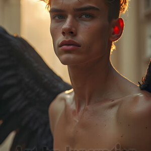 In this gallery, AI-generated dark angels handsome fallen angels with massive black and silver wings in gothic atmospheric settings. UHD digital art collection.