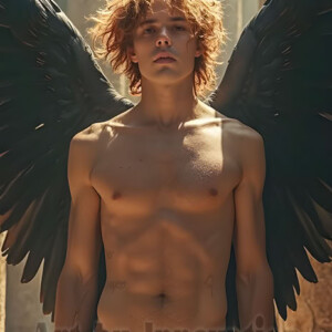 In this gallery, AI-generated dark angels handsome fallen angels with massive black and silver wings in gothic atmospheric settings. UHD digital art collection.