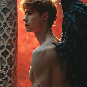 In this gallery, AI-generated dark angels handsome fallen angels with massive black and silver wings in gothic atmospheric settings. UHD digital art collection.