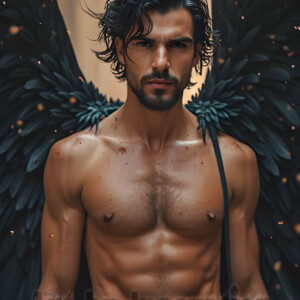 In this gallery, AI-generated dark angels handsome fallen angels with massive black and silver wings in gothic atmospheric settings. UHD digital art collection.