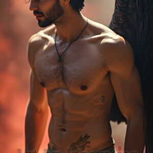 In this gallery, AI-generated dark angels handsome fallen angels with massive black and silver wings in gothic atmospheric settings. UHD digital art collection.