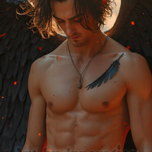 In this gallery, AI-generated dark angels handsome fallen angels with massive black and silver wings in gothic atmospheric settings. UHD digital art collection.