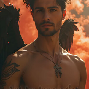 In this gallery, AI-generated dark angels handsome fallen angels with massive black and silver wings in gothic atmospheric settings. UHD digital art collection.