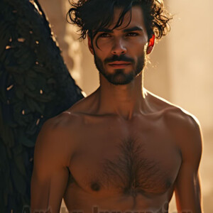 In this gallery, AI-generated dark angels handsome fallen angels with massive black and silver wings in gothic atmospheric settings. UHD digital art collection.