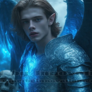 In this gallery, AI-generated dark angels — handsome fallen angels with massive black and silver wings in gothic atmospheric settings. UHD digital art collection.