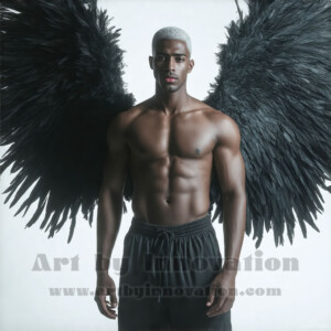 In this gallery, AI-generated dark angels — handsome fallen angels with massive black and silver wings in gothic atmospheric settings. UHD digital art collection.